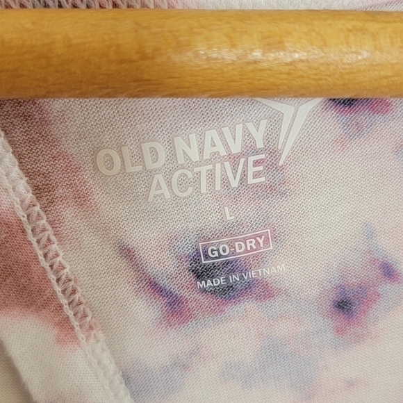 Old Navy Active Pink Navy Tie Dye Cap Sleeve Tee with Open Tie Back Size Large - Picture 3 of 5